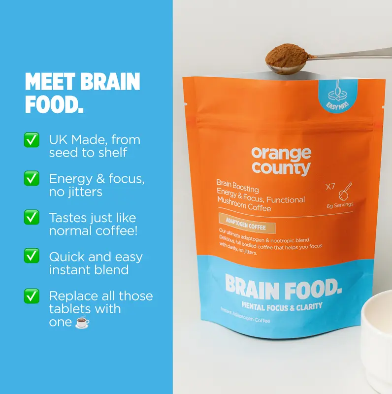 Orange County (Sample Size) Focus & Energy BRAIN FOOD | Mushroom Coffee Supplement brain health sugar free 2