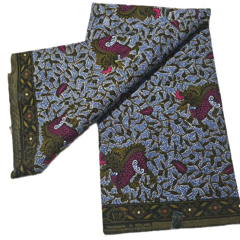 %100 Cotton VIP Gold  Wax Print Material, 6 yards or 5.4  x 1.2m.  This fabrics Suitable for making dress, bubu, skirts etc for all occassions. 2