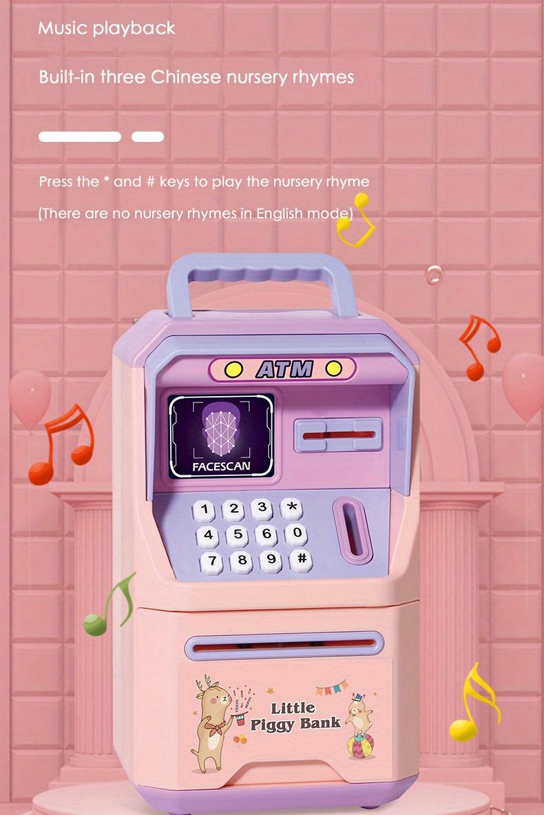 Product Introduction of New Simulated Human Face Recognition ATM Machine Piggy Bank, Children's Multi-functional Music Automatic Money Roll Password Box Intelligent Voice Tips Savings Bank Toys 10