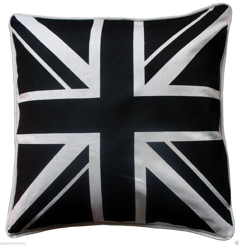 Mastex Black British Flag/Union Jack Print Cotton Cushion Cover, 45x45, Inner Case Included 1