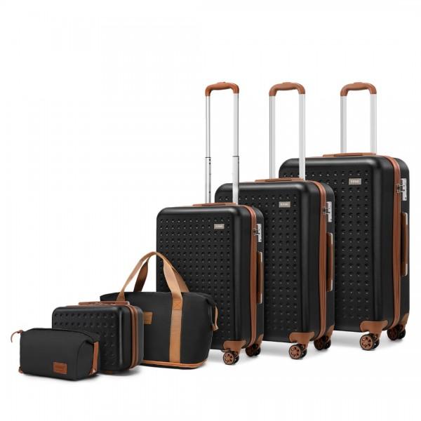 Kono 6 Piece ABS Travel Set with Hard Shell Suitcase Vanity Case Weekend Bag and Toiletry Bag suitcase bundle unbreakable tsa lock lugg 7