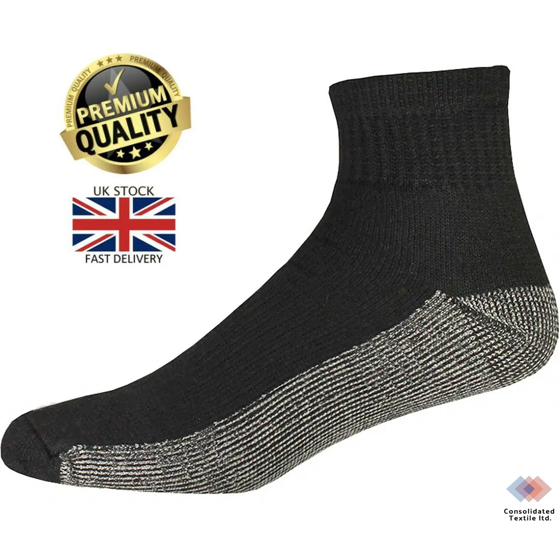 Get 5 Pair FREE when you buy 15 Pair Men's Heavy Duty Cushioned reinforced heel and toe Black work socks Size 6-11 Cotton Menswear Outfit Basic Classic Plain Medium Stretch