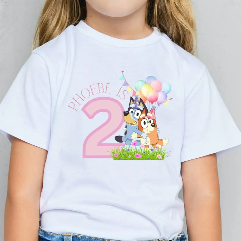 Personalised kids birthday t-shirts, Bluey t-shirt, personalised Bluey t-shirt, Bluey Birthday t-shirt, Personalised birthday gifts