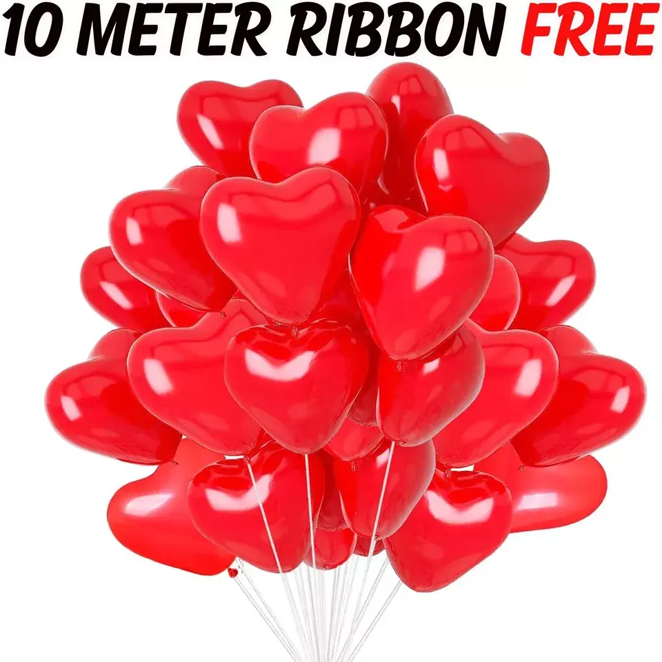 Red Heart Balloon, 20pcs Latex Balloon, Baby Shower Balloon, Wedding Decor, Home Decor Set, Valentine's Day Gift Idea