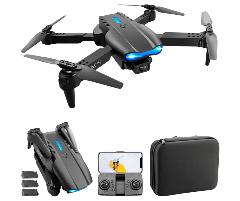 "Trendi E99 Foldable Quadcopter Drone with 360° Roll and Dual HD Lenses - Includes Cameras, Accessories, and Folding Charging Crystal Drones." 6