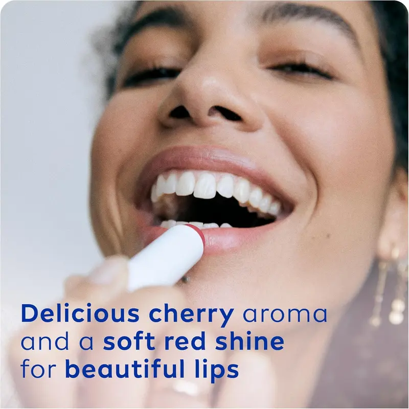 NIVEA Cherry Shine Lip Balm (4.8g), Flavoured Lip Balm with Shea Butter, Natural Oils and Vitamins, Provides 24h Moisture and a Soft Red Shine, Vegan Lip... Skincare Comfort 1
