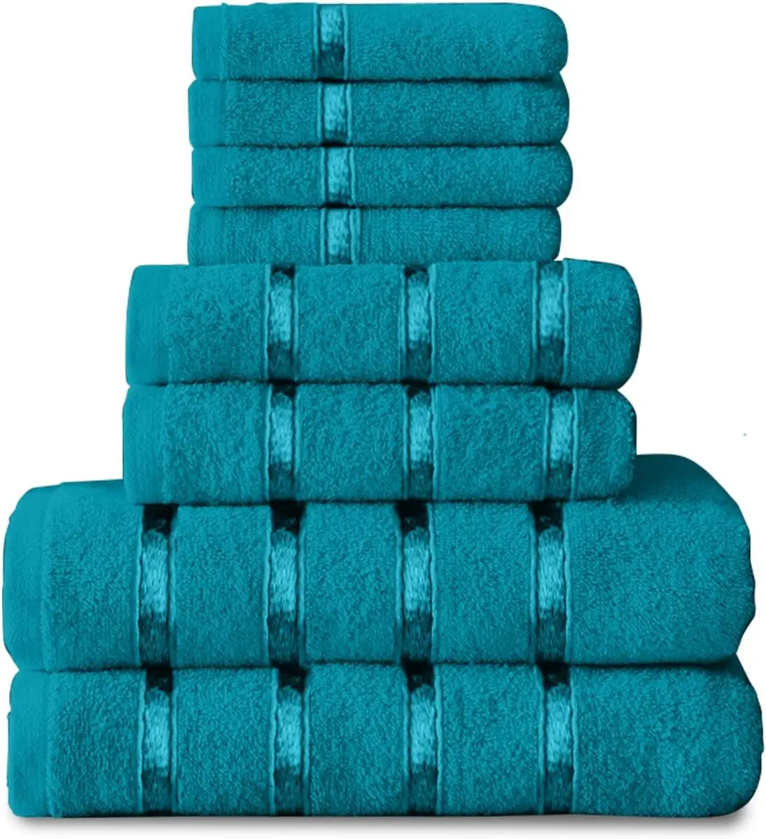 8 Piece Towel Bale Set - Egyptian Cotton | Face Towel | Hand Towel | Bath Towel | - Quick Dry & Highly Absorbent Towels Teal - Washable Towels For Bathroom