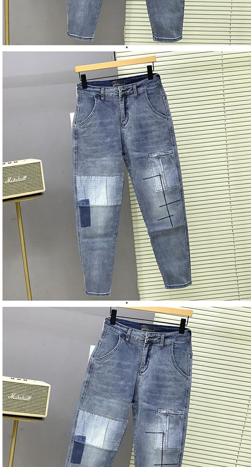 Product Introduction of 2024 Casual Denim Jeans for Men Luxury Clothes Spring and Autumn Wash Patchwork Designer Jeans Korean Style Tapered Leg Pants 3
