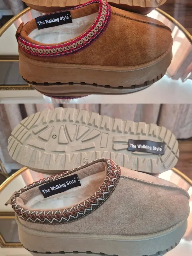 The Walking Style Women's Ladies Faux Fur Indoor Outdoor Platform Slippers