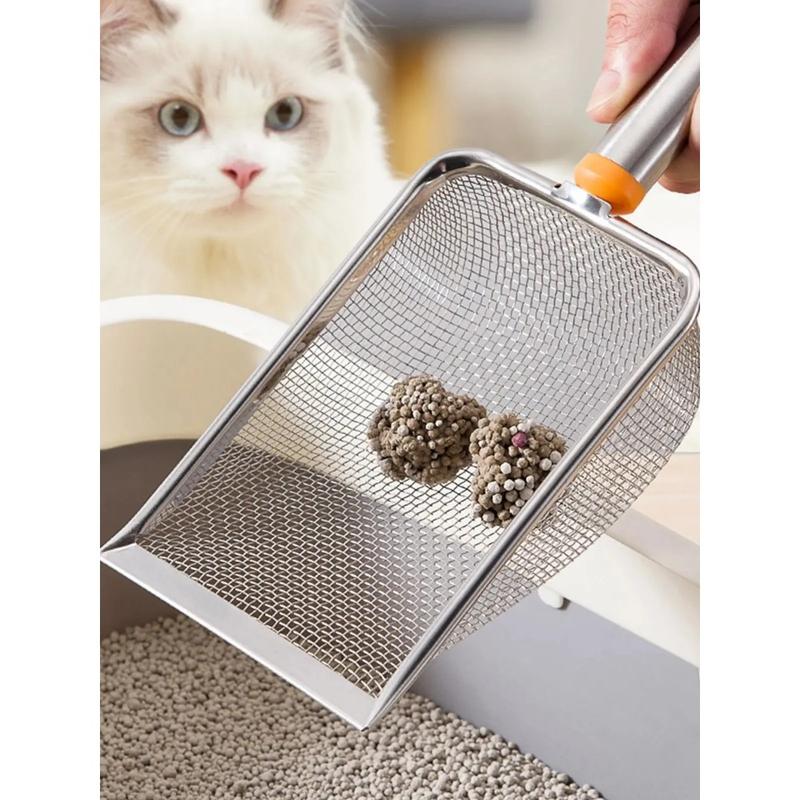 Product Introduction of NEW Stainless Steel Cat Litter Scoop with  Long Handle Kitten Sifter Sifter Litter Scooper  for Rabbits Pets Supplies Bunny 7