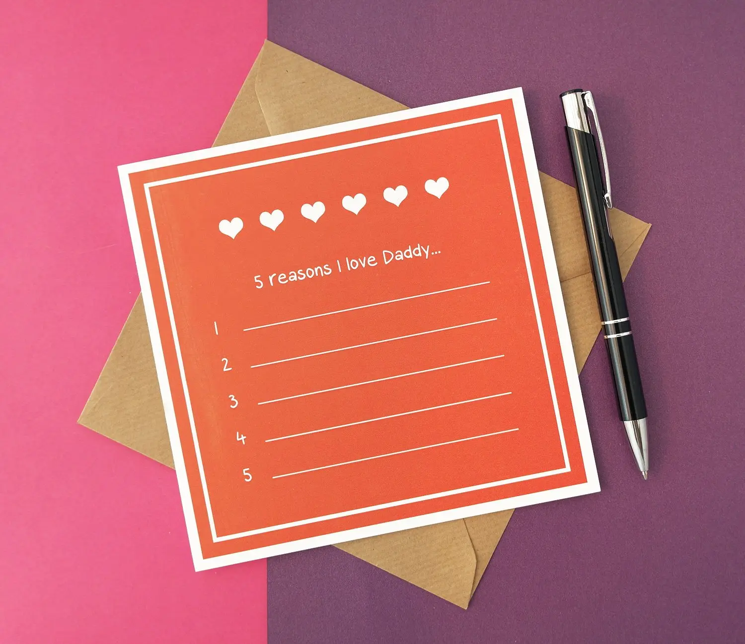 '5 reasons I love daddy' Card for Dad Birthday or Father's Day