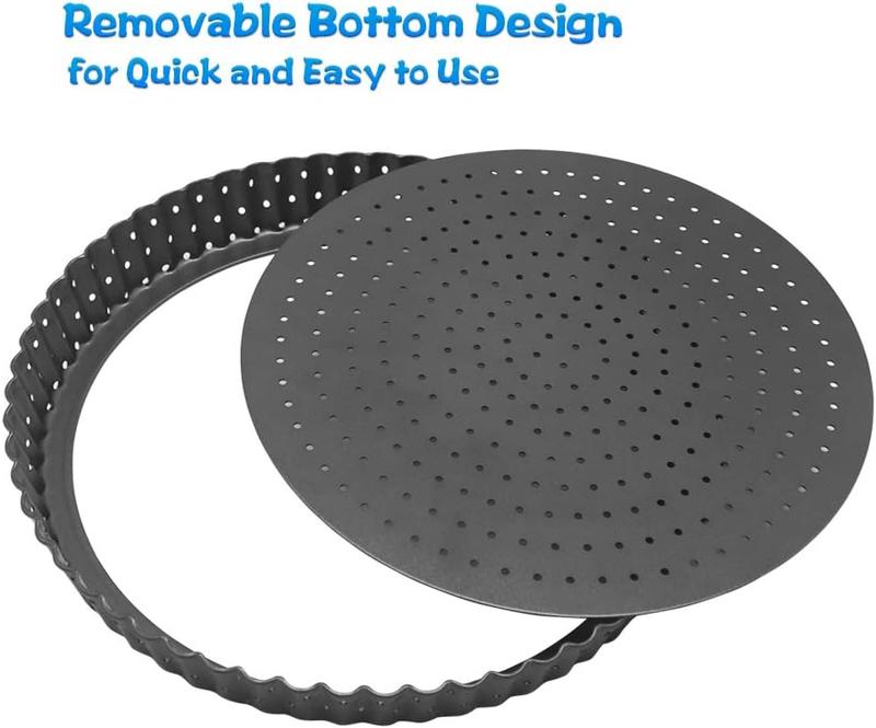 Tart Quiche Tin, 24cm Perforated Tart Tin with Removable Loose Base, Nonstick Round Flan Tin 1