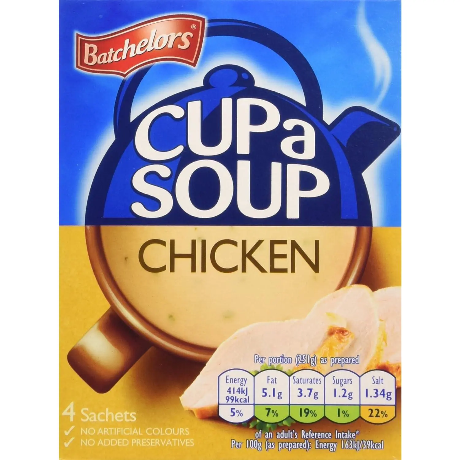 Batchelors Cup-a-Soup, Hearty Chicken Flavour, Convenient 4 Pack, 81g - Perfect For Quick, Warm Comfort Food