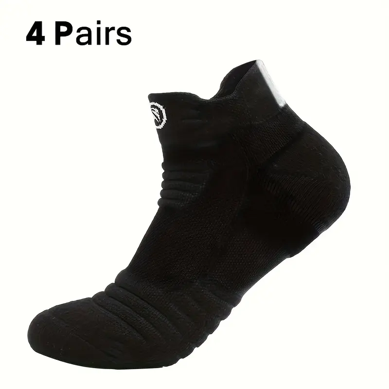 4pairs, Men's Thickened Towel Bottom Sweat-absorbing Socks Non-slip Breathable Shock-absorbing Sports Outdoor Socks 4
