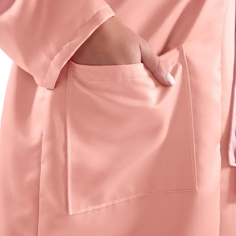 OHS Satin Dressing Gown Womens Soft Luxury Full-Length Robe 7