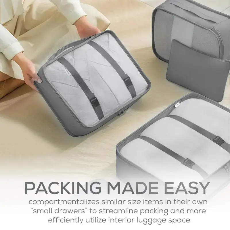 Travel Compression Suitcase Bag with 8 Pcs Luggage Storage Organisers: Packing Cubes 4