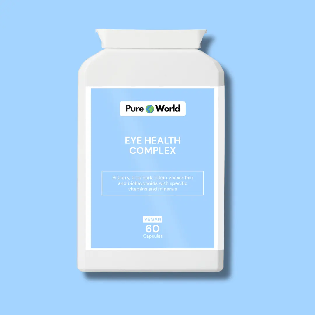 Eye Health Complex Supplement – My Pure World - 60 Capsules 60 Day Supply, Vision Support Formula with Bilberry, Lutein, Zeaxanthin & Vitamin C – Supports Clear Vision, Reduces Eye Strain & Protects Against Free Radical Damage – Fitness Healthcare