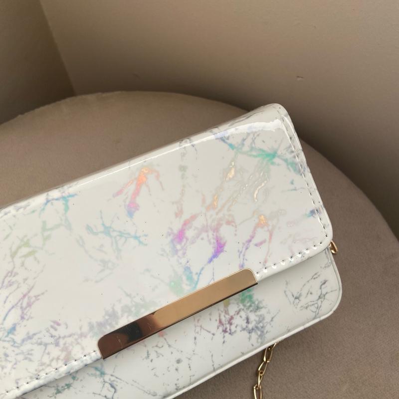 Women’s Gold Chain Cross Body Purse With Marble Design PU Leather 2
