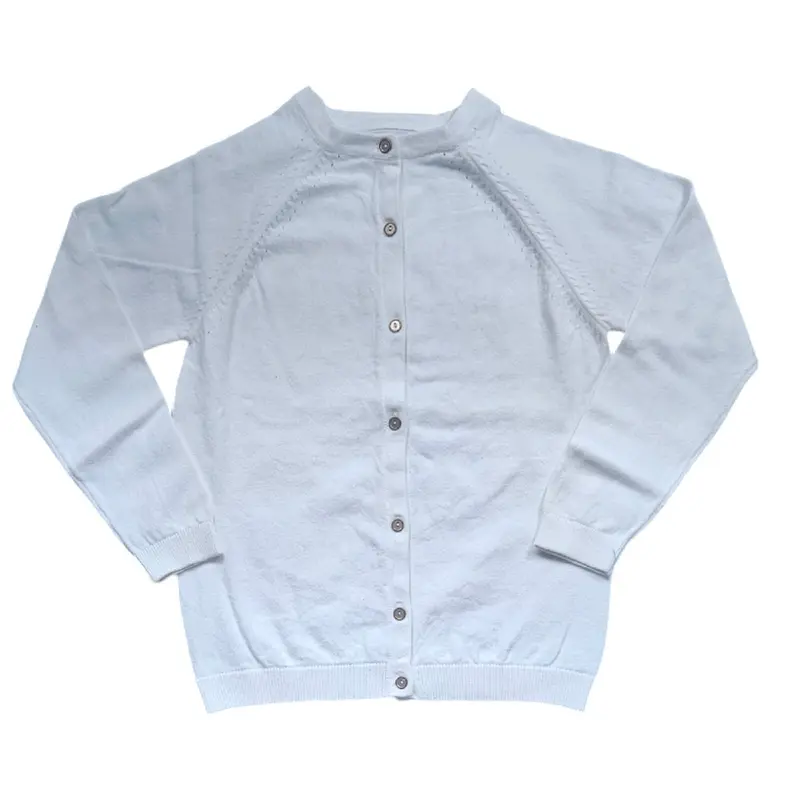 Girls white knitted cardigan button up Long-sleeved kids clothes 0