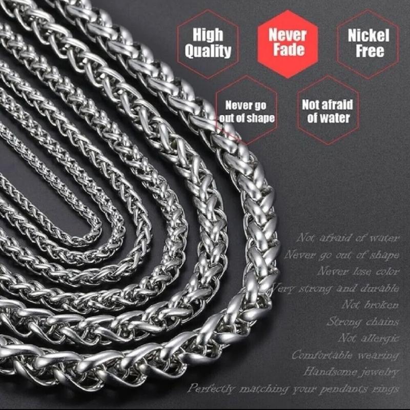 Mens Chain 3 4 5 6 8mm Cuban Link Silver Spiga Womens Necklace Sizes 22" Steel UK 1