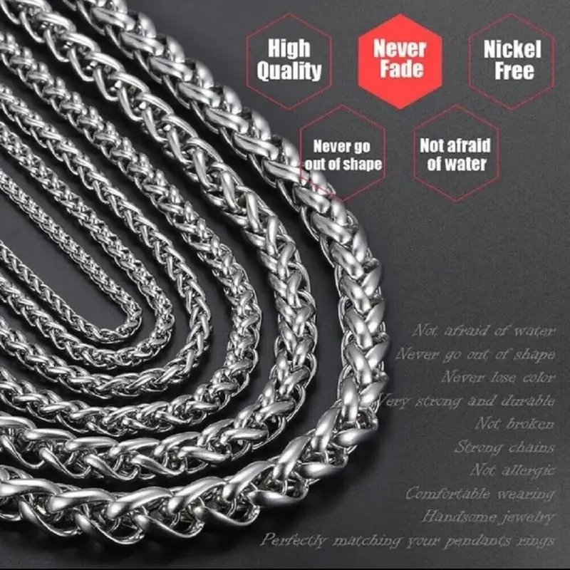 Mens Chain 3 4 5 6 8mm Cuban Link Silver Spiga Womens Necklace Sizes 22" Steel UK 1