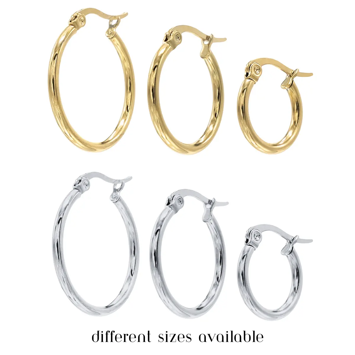 Basics Hoop Earrings - Different Sizes - Gold & Silver Available