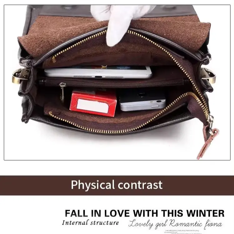 Luxury PU Leather Messenger Bag for Men - Designer Crossbody 4