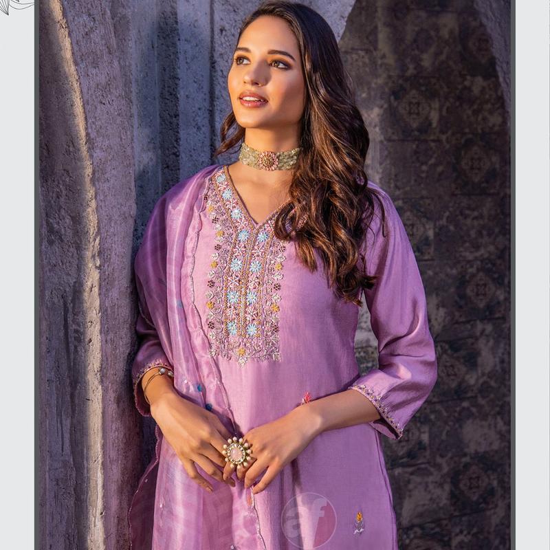 LUXURY VISCOSE MODAL SILK DESIGNER SUIT WITH PURE HANDWORK. SIZE 38 TO 44 6