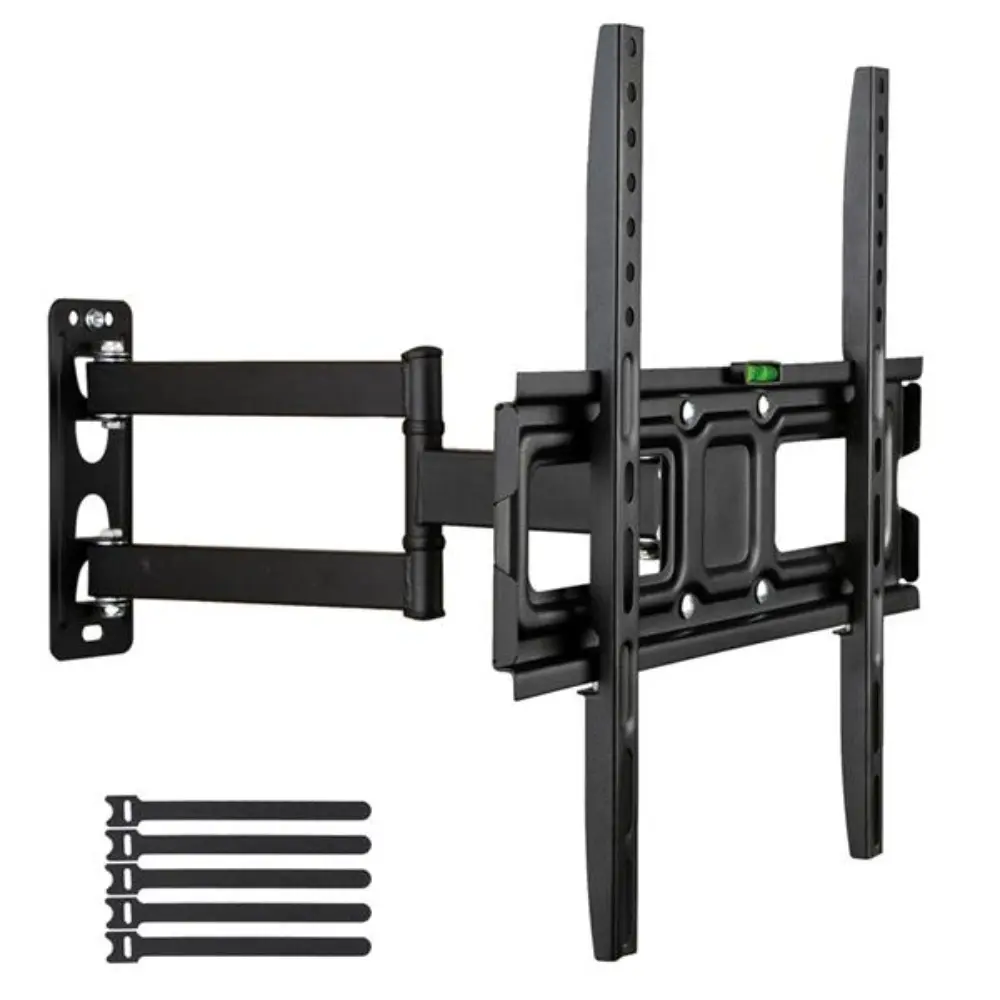 TV Wall Mount for 32-65 Inch LED LCD Flat & Curved TVs, Swivels Tilts Extends Double Arm Full Motion TV Wall Bracket Holds Up To 35kg, Includes HDMI Cable, Spirit Level, Max VESA 400x400mm Up and Down -10~10 °