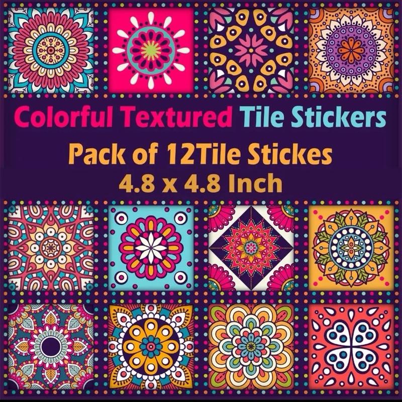 12x Self Adhesive Colourful Tile Stickers For DIY Home-Kitchen-Table-bath Decor Decorative room decor 1