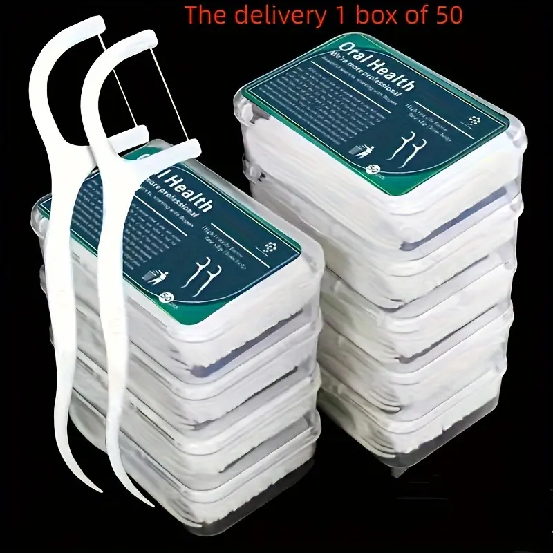 50 Pcs Dental Floss: Deep Cleaning Floss for Proper Oral Care - Portable Disposable Picks for Travel and Daily Life Pack Cleanser Comfort