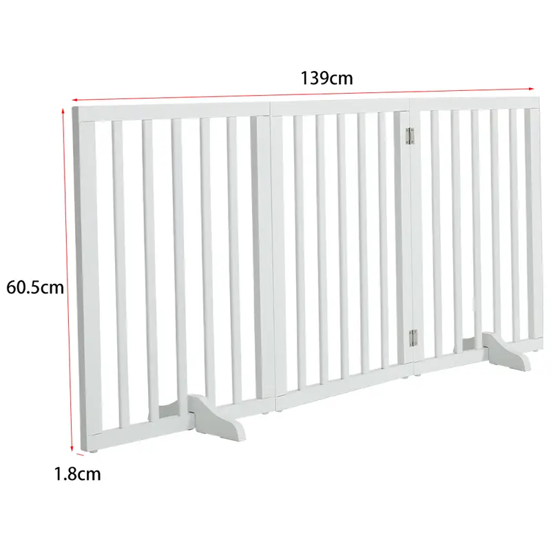 Lushhub Wooden Foldable Freestanding 3/4 Panel Pet Gate 5