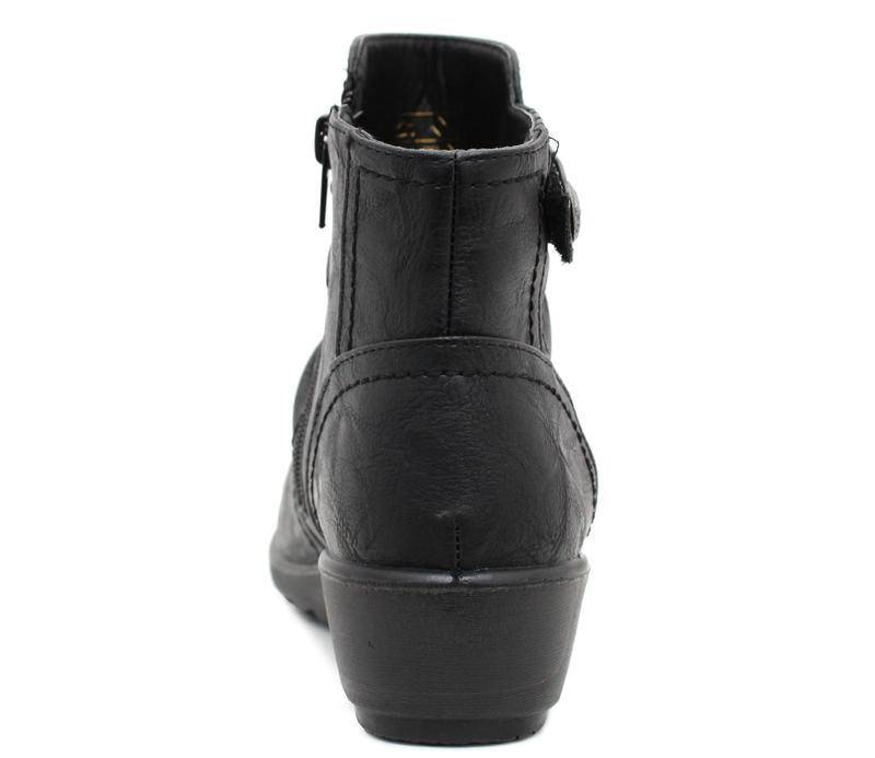 Cushion Walk Womens Boots Zip Up Ankle Boots Ladies Casual Smart Office Low Wedge Comfort Shoe 2