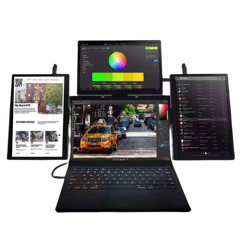 Triple Portable Monitor for Laptop - Full HD 13.3 inch Screen Extender 0