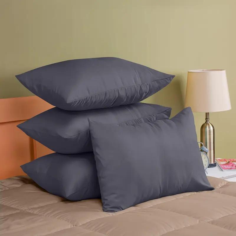 4 Pack Grey Pillow Cases - Standard Size 50x75 cm - 100% Brushed Microfiber - Envelope Closure 3