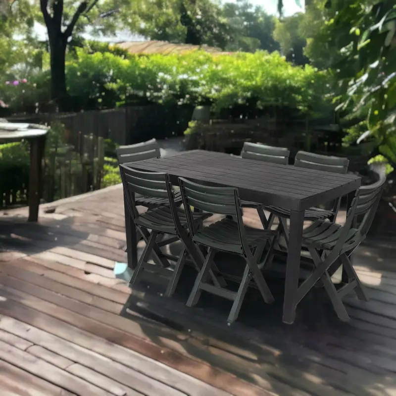 Plastic Black Garden Table with Chairs For Outdoors 2