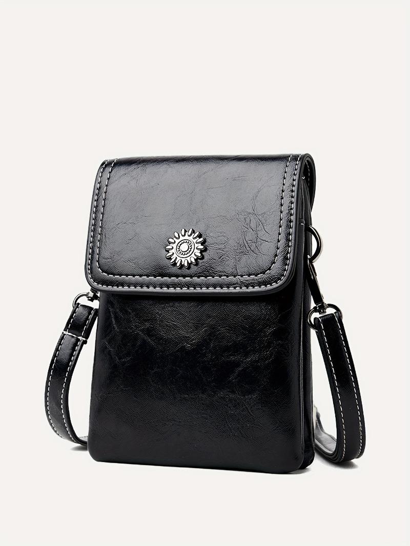 Product Introduction of Mini Retro Style Crossbody Bag, Oil Wax Leather Mobile Phone Bag, Women's Shoulder Flap Purse 1