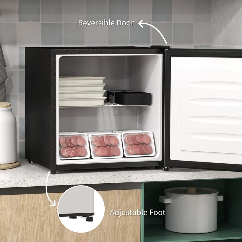 HOMCOM Tabletop Mini Freezer with 35 Litre Capacity, Small Freezer with Reversible Door, Adjustable Temperature and Removable Wire Shelf for Bedrooms, Home Office, Silver Tone 5