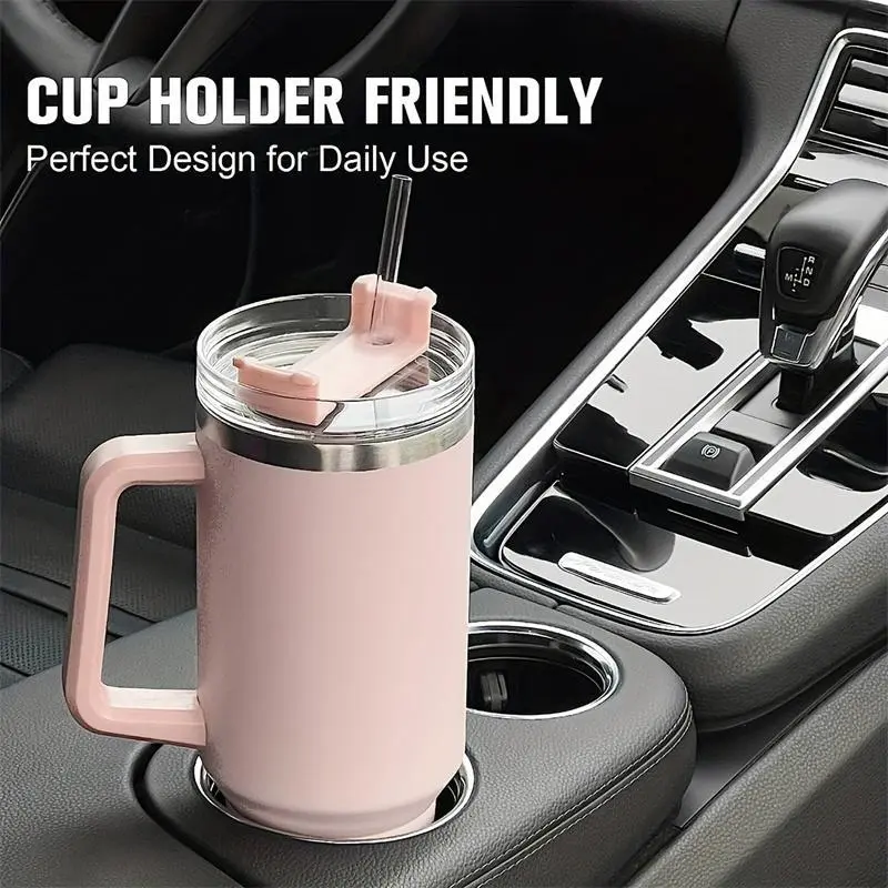 1200ML 304 Stainless Steel Insulated Water Bottle,Thermal Coffee Car Cup, Cold Hot Mugs Vacuum Flask With Handle Straw,For Sport 2