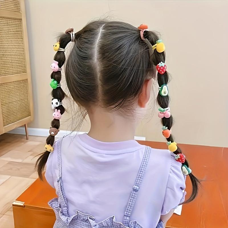 Product Introduction of 50pcs Cute Animal & Fruit Hair Ties Set for Girls, Silicone, Colorful, Gentle on Hair, Fashion Accessories, Perfect Gift Idea, Mixed Colors 2