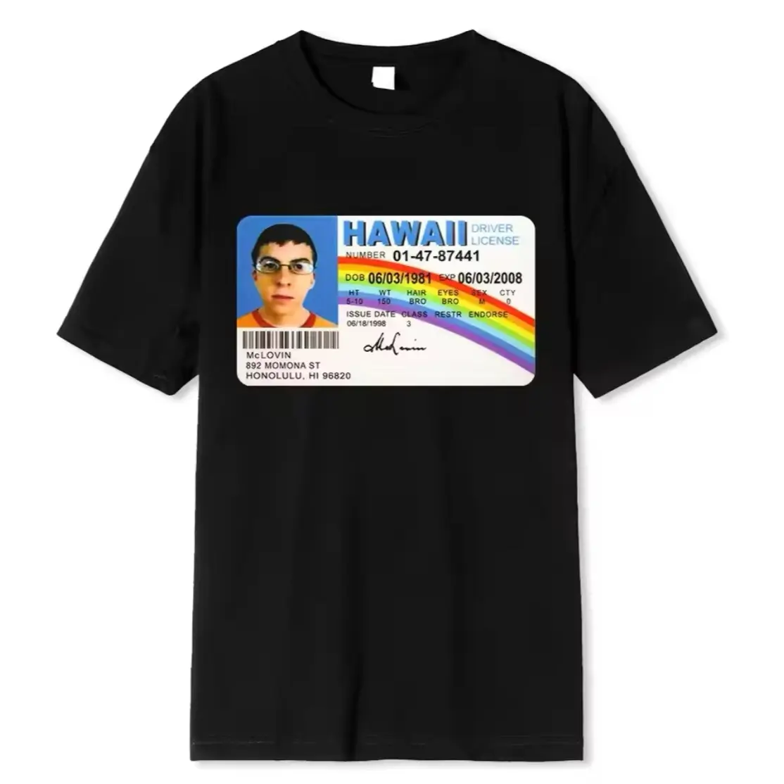 Hilarious unisex Meme funny Mclovin Homme t Shirt Summer Men t-Shirt Mclovin Id Card Superbad Geek Mens Cotton t-Shirt Unisex t-Shirt Teenagers Cool Soft  Womenswear Streetwear Tshirt Comfort Tshirts Shortsleeve Top