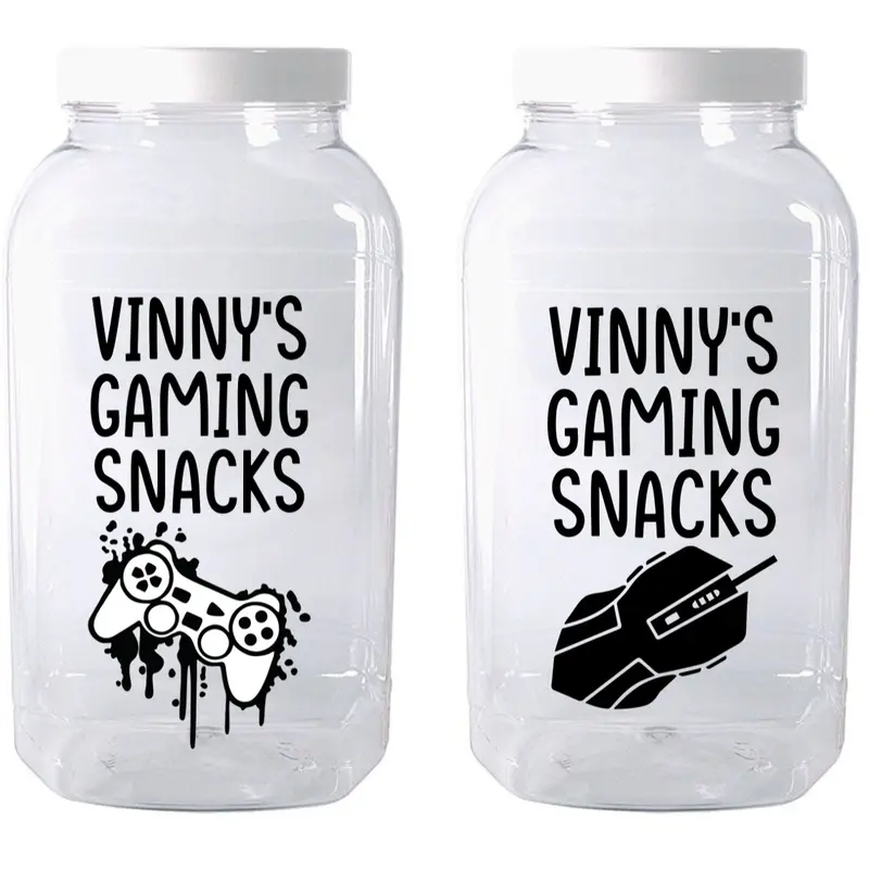 Personalised Gaming Snacks Sticker For Jars | Personalised Gamer Gift | Gaming Lover | Gift for Him | Gift for Her | Console | Accessories Decor Christmas Decorative Vinyl Ornaments Tiles Sticker 2