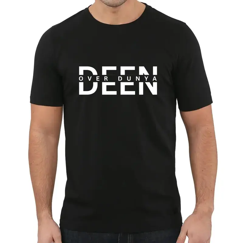 Personalised Name T Shirt Mens Ladies Unisex Tee Deen Over Dunya Muslim Gift Top 1