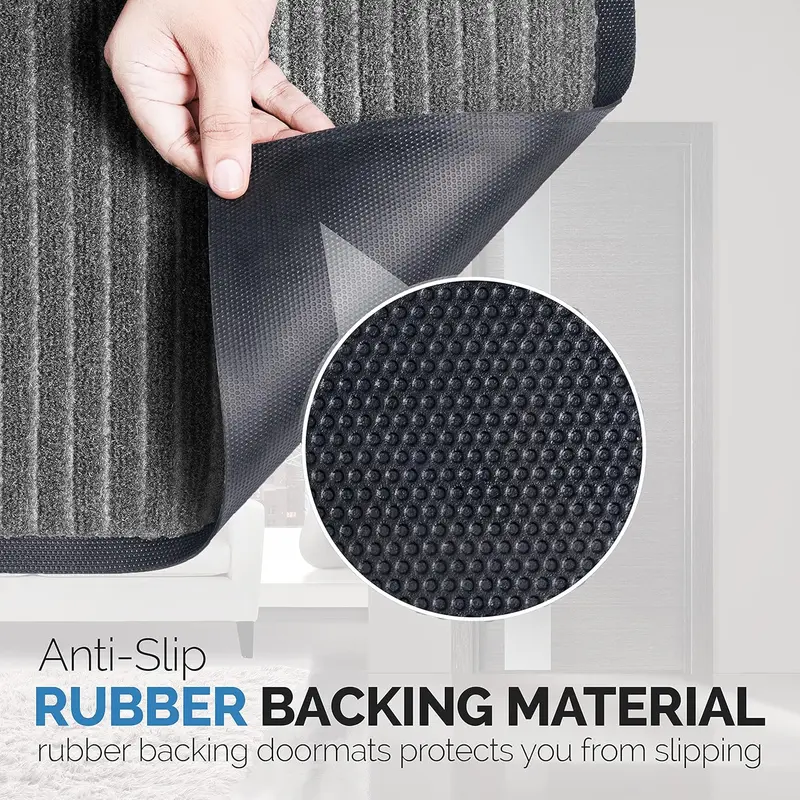 Dirt Trapper Door Mat for Indoor & Outdoor - Anti Slip Heavy Duty Waterproof Rubber Doormats - Washable Rug Mat & Front Door Carpet for Home Kitchen & Office (Grey, 44 x 75 cm) 2