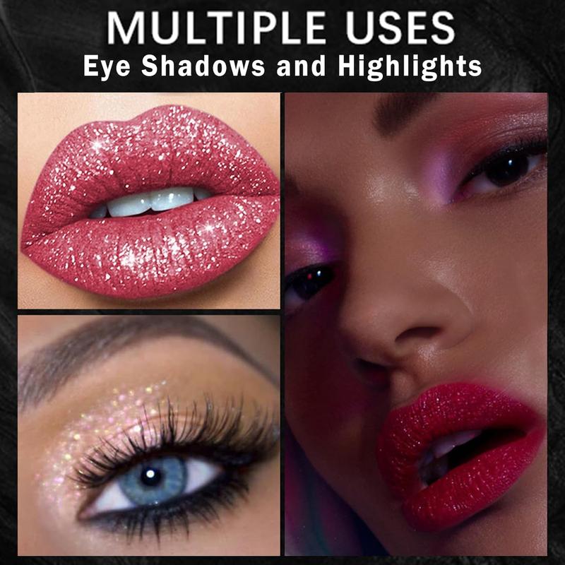 Devil's Dream Shiny Waterproof Glitter Liquid Lipstick Set - Long-Lasting Lip Tint and Gloss - Color, Makeup 1
