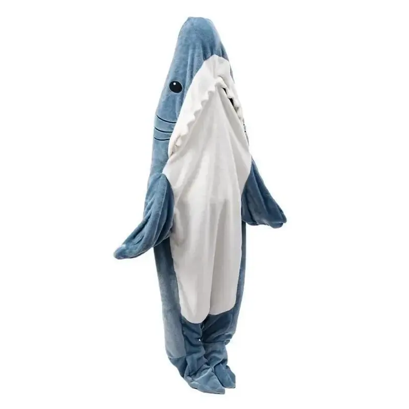 [2025]Shark Blanket Adult Cartoon Sleeping Bag Pajama Hooded Warm Flannel Funny Homewear Shark Onesie Sleeping Bag Winter Warm Blanket Loungewear Nightwear 3