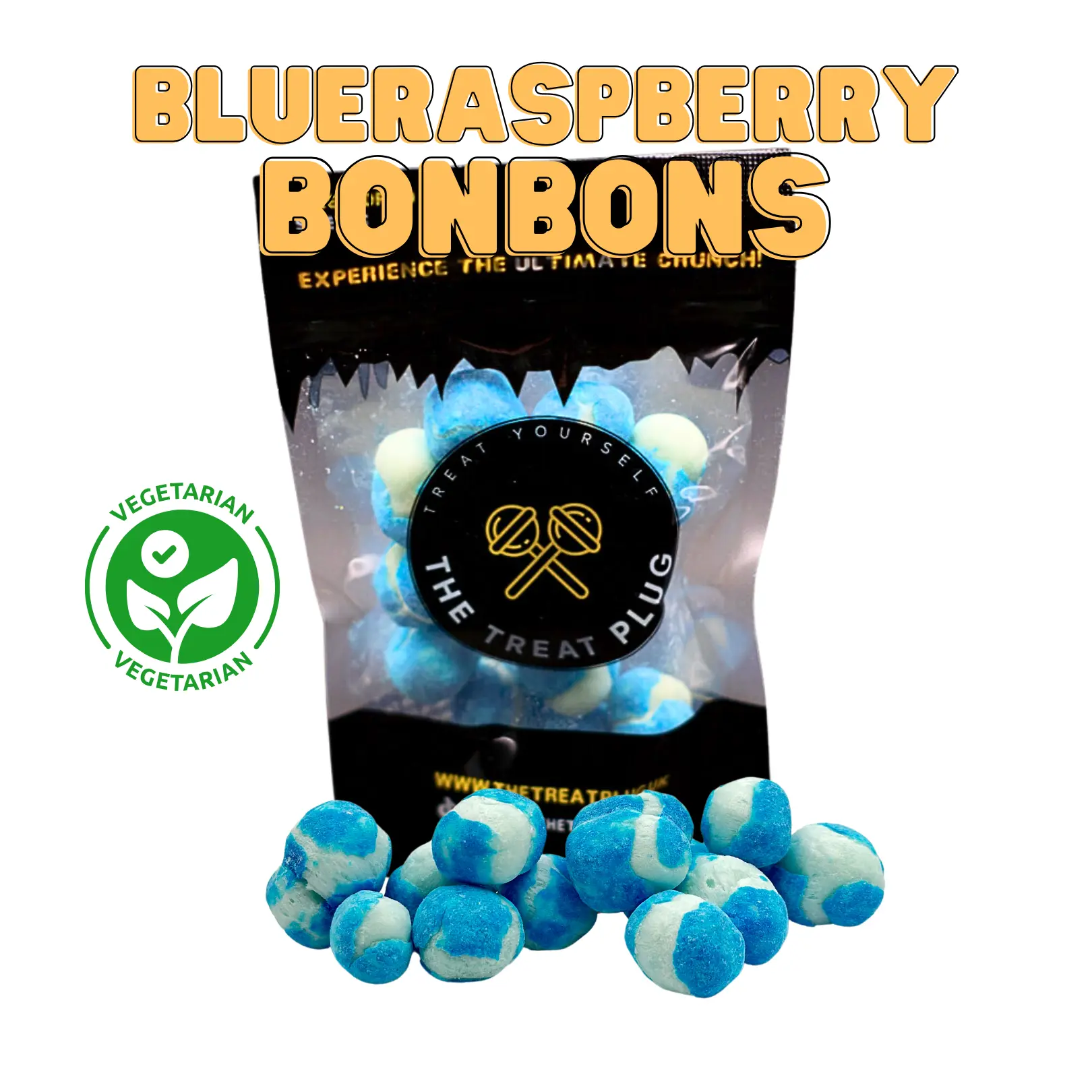 Crunchy Freeze Dried Blue Raspberry Bon Bons Candy Snack