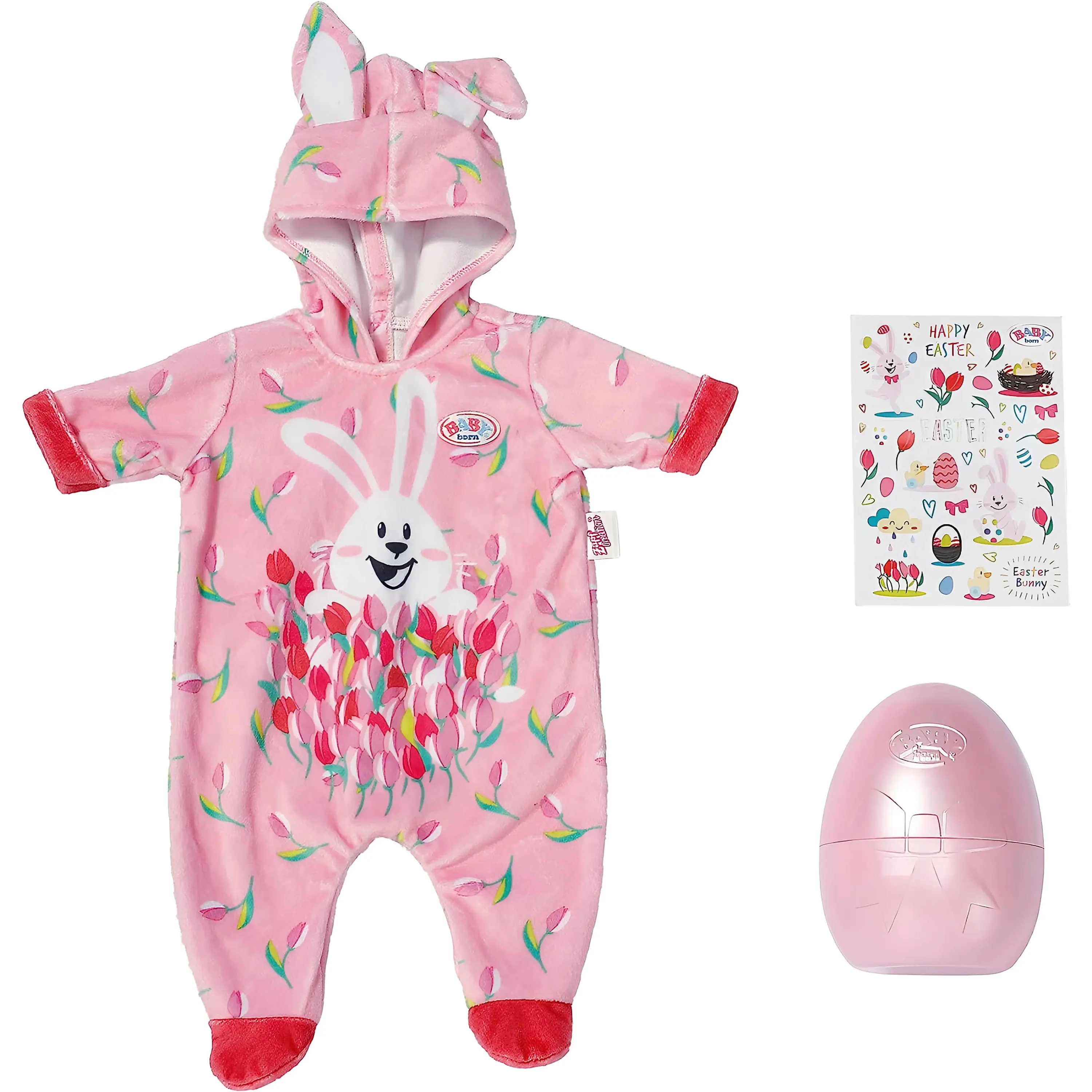 BABY born 830307 Easter 43cm-for Toddlers 3 Years & Up-Easy for Small Hands-Includes Onesie, Egg Case & Sticker Sheet, White