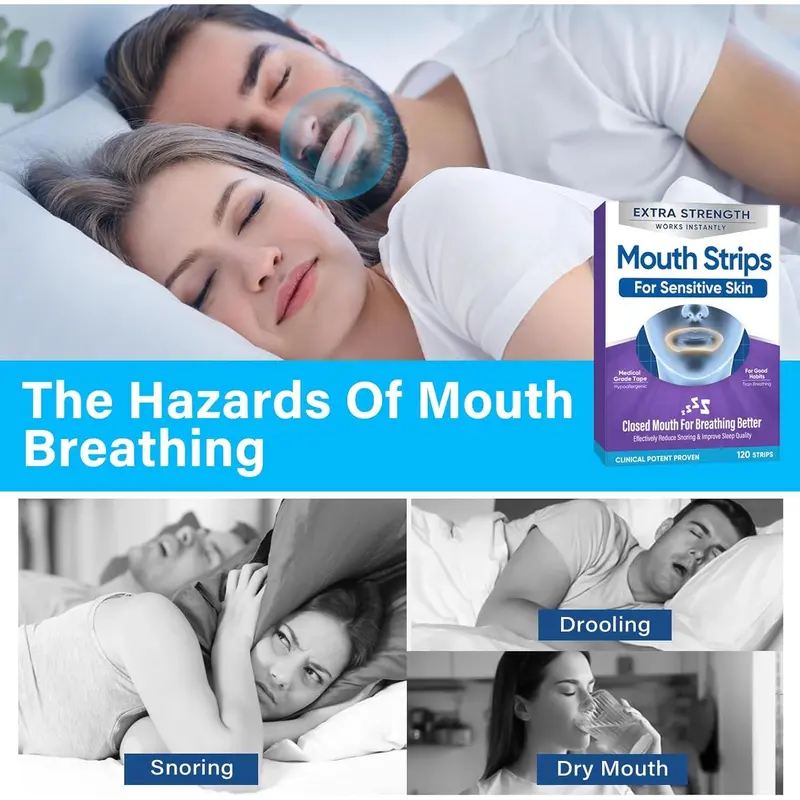 Mouth Tape for Sleeping, 120Pcs Sleep Mouth Tape, Comfortable Anti Snoring Mouth Strip for Less Mouth Breath, Promote Better Nighttime Sleeping and Snoring Relief Gift Skincare 1