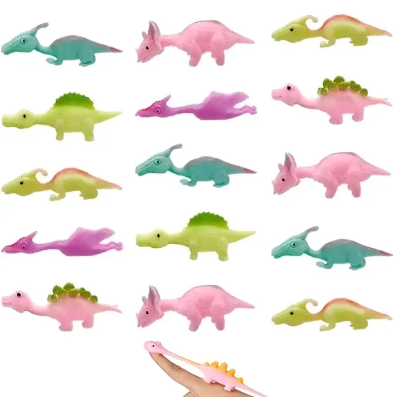 BAIYSFFG Slingshot Dinosaur Finger Toys - Pack of 10, Stretchy Flying Dinosaur Toys for Kids, Unisex Party Favors and Goodie Bag Fillers